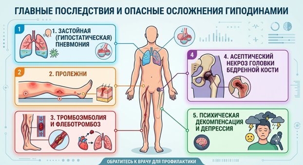 Главные последствия и опасные осложнения гиподинамии у пожилых после перелома шейки бедра